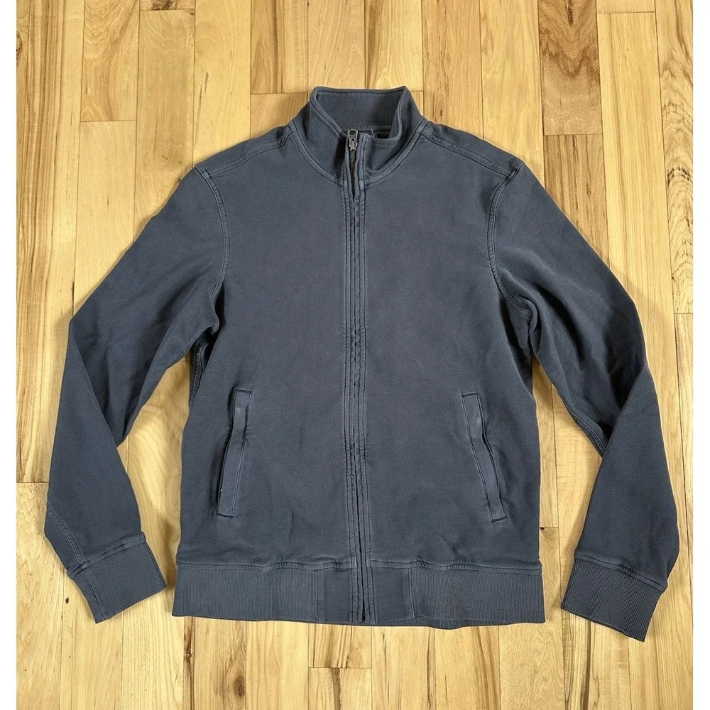 Faherty Jacket Mens Small Navy Full Zip Knit Bomber Stand Collar MOS2214